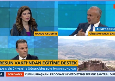 Giresun Vakfı Başkanı Ahmet Dokumacı Tvnet ekranında Vakfın faaliyetlerini anlattı.